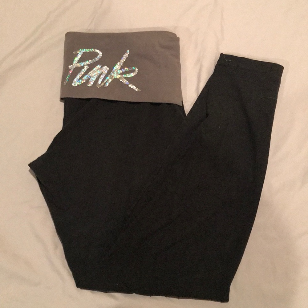 Pink Victoria’s Secret leggings. Size L black